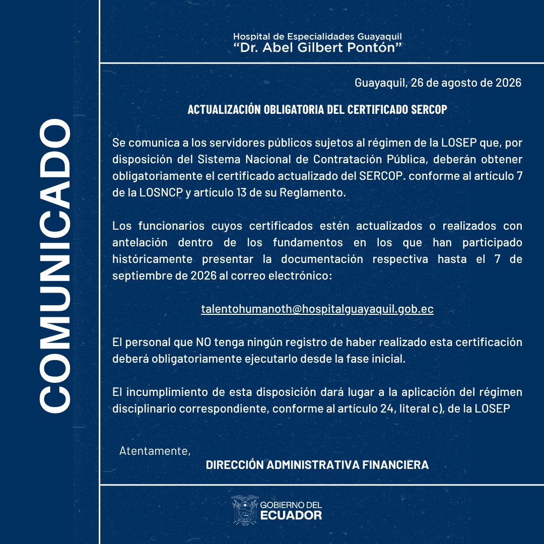 Certificado SERCOP: actualización y entrega obligatoria