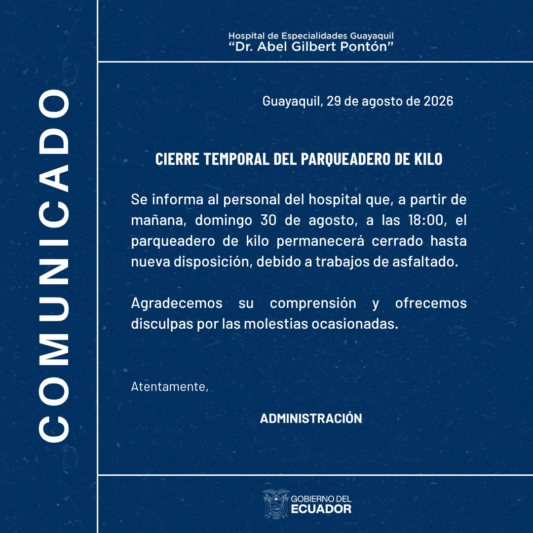 URGENTE: CIERRE TEMPORAL DEL PARQUEADERO KILO DESDE ESTE DOMINGO A LAS 18:00